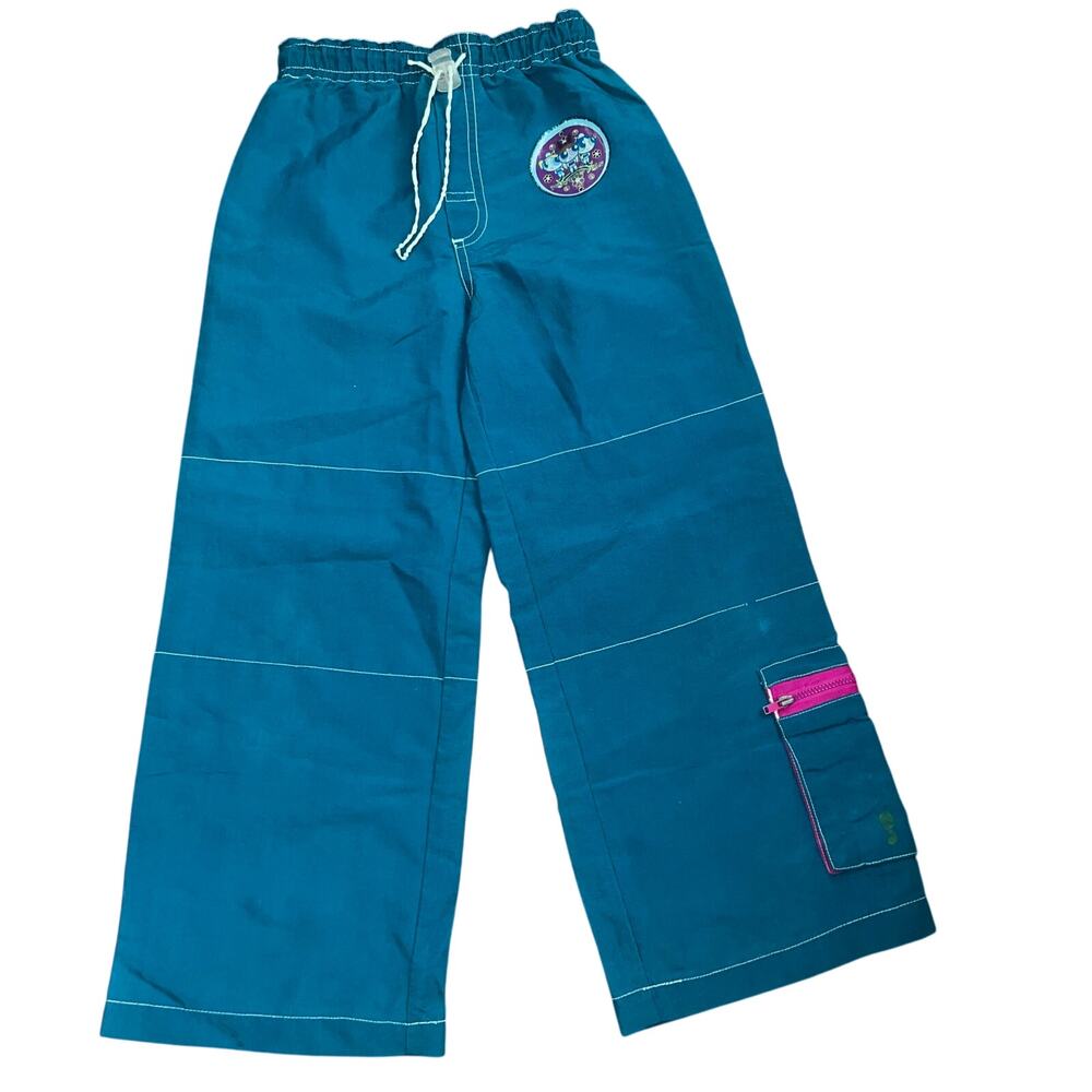 Vintage Y2K Power puff Cartoon Network Girls Baggy Cargo Skater Nylon Pants 4/5
